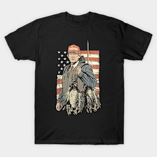 Duck Hunting Trump Camo Hello Hunting Season US Flag T-Shirt